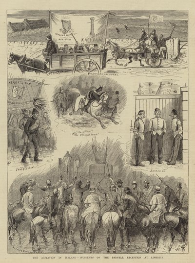 De agitatie in Ierland, incidenten van de Parnell-receptie in Limerick door William Ralston